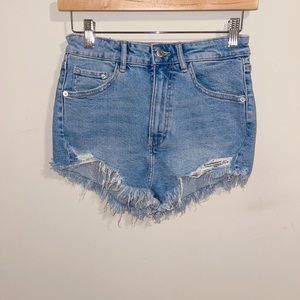 Zara Distressed High Rise Denim Cutoff Shorts| 4